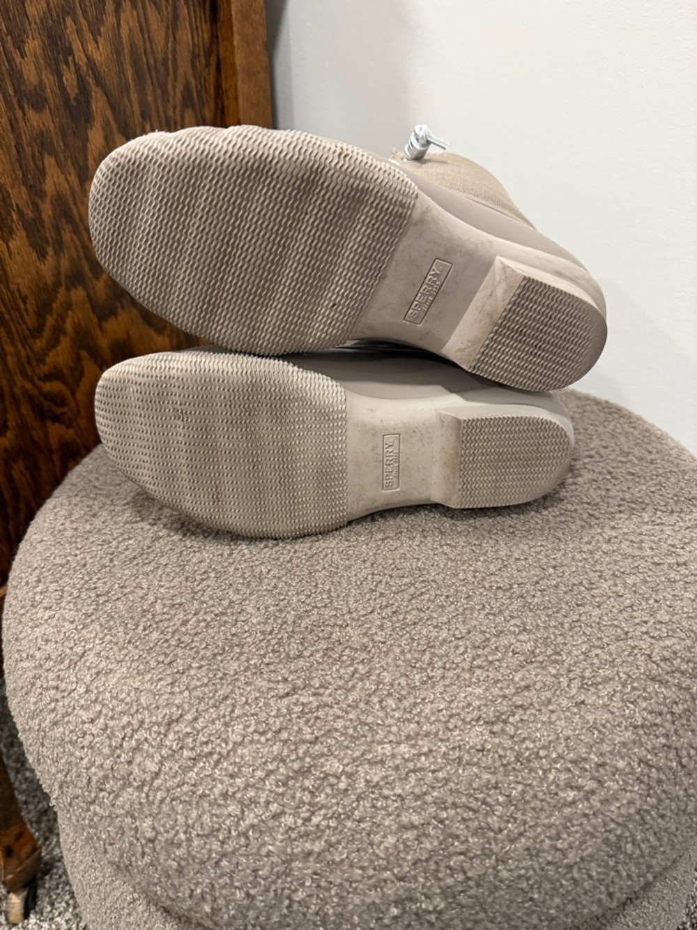 Sperry Taupe Duck Rain Boots with Side Zip and Lace - Picture 7 of 7